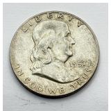 1957 D - Silver Franklin Half Dollar