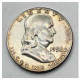 1958 - Silver Franklin Half Dollar