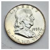 1958 D - Silver Franklin Half Dollar
