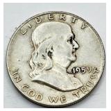 1959 D - Silver Franklin Half Dollar