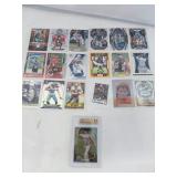 19 Sports Cards in 9 Count Protective Pages Plus Bowman Prospect Graded 9.5, Football, Basketball