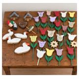Collection of Handcrafted, Painted Wooden Garden Stakes/Lawn Ornaments