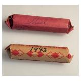 2 Estate Rolls of Unsorted 1943 Steel Wheat Cents
