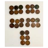 Lot of 30 Assorted Indian Head Cents - Date Range 1864 - 1909
