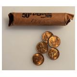 Original Bank Roll - 1945 - BU Wheat Cents