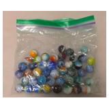 Vintage Glass Marble Collection - 2 Blue Uranium Glass