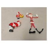 3 Pc Mid Century Christmas Lot - Squirt Gun, Walker Toy, and Bendable Santa