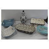 Temptations Lot 4/5 - Breadbasket, Casserole, NIB Lighted Ginger Pot, 2 Bowl, Oven Safe Containers