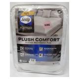 NIB King Size Fitted Mattress Pad, Plush Comfort