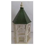 Wooden Bird Cage - White with Green Roof