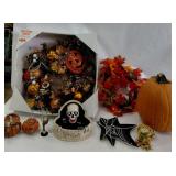Fall Decor Collection - 2 Wreaths, Candy Dishes, Wine Glass, Sugar & Creamer, Carving Pumpkin