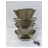NIB Stack-a-Pot - Beige, Comes with Hardware to Hang