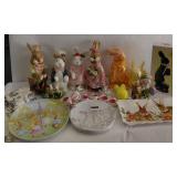 Easter Decor - Platters, Straw Bunnies, Plates, Ceramic Bunnies, Salt & Pepper, etc.
