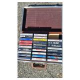 Vintage Leather Briefcase full of Vintage Cassette Tapes