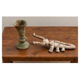 Vintage Cast Iron Beetle Boot Jack (Boot Puller) and Vintage Cast Iron Vase