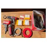 Assorted Workshop Tools & Supplies -Sandpaper, Blast Gun, Drill Master & Fish Tapes – Howard City