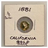 1881 - California Gold Octagonal Commemorative Token - 1/2 Dollar