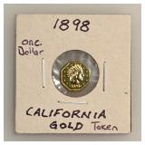 1898 - California Gold Octagonal Commemorative Token - 1  Dollar