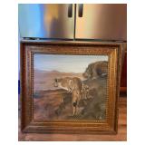 Large Signed Original Lion & Lioness Painting in Ornate Gilt Floral Frame – Howard City Off-Site