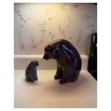 Pair of Glazed Ceramic Bear Figurines Large & Small Bear Sculptures – Howard City Off-Site