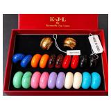 Vin. KJL By Kenneth Jay Lane Complete Interchangeable Earring Set W/ Colorful Cabochons In Box – Pot