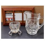 3 Pc Glass Pitcher, Footed Votive Candle Holder & Malden Triple Wood Picture Frame – Potterville