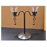 Modern Wrought Iron Double Candle Holder w/ Glass Votive Cups & Decorative Ball Accents – Pottervill