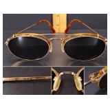 Vintage Polo Ralph Lauren Classic VI Japan Gold Oval Eyeglasses w/ Original Clip-On Sunglasses – Pot