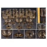 Set of 11 Vintage Smoke Brown Glass Wine Goblets Tall Stemmed Mid-Century Barware – Potterville
