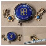 Vintage Michigan Association of Counties Tape Measure & Blue Cats-Eye Clip Earrings – Potterville