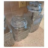 Set of 3 Clear Pressed Glass Kitchen Canisters with Matching Lids – Lake Odessa Off-Site