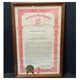 1983 Michigan Senate Resolution No. 256 Constitutional Convention Anniversary Framed Certificate – P