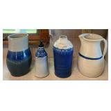 Assorted Blue Glazed Studio Pottery - Vases, Soap Dispenser & Stoneware Pitcher – Lake Odessa Off-Si