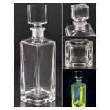 Vintage 10" Square Crystal Glass Decanter Geometric Stopper UV Reactive Manganese Glass – Pottervill