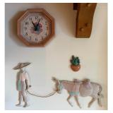 Southwestern Style Wall Clock & Decorative Burro with Figurine Metal Wall Art – Lake Odessa Off-Site