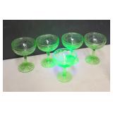 4 Vintage Cameo Tall Sherbet Glasses and 1 Federal