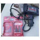 Sears Craftsman 3/8 Inch Corded Electric Drill and Milwaukee 10 PC Step and Drill Bit Set – Grand Ra
