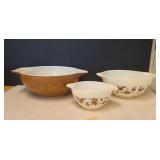 Vintage Pyrex American Heritage 3pc Cinderella Bowl Set