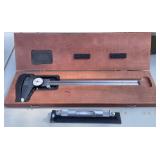 Starrett 12 Inch Dial Caliper No. 120 with Wooden Case and No. 98 Machinist Level Kit - Grand Rapids