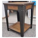 Rustic Industrial Wood and Metal End Table
