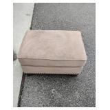 Beige Ottoman with Wooden Feet