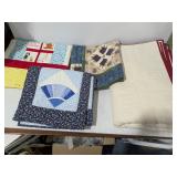 Amish Quilt Lot: 1 Large Full Quilt White + Red Accents, 3 Small Quilts - Estate Sales Warehouse (GR