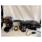 2 Coffee Makers w/ Hamilton Beach Electric Grill and Vintage West Bend Slow Cooker