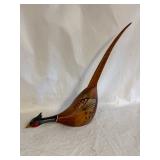 Vintage Hand Carved/ Hand Painted Wooden Pheasant