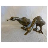 2 Vintage Solid Brass Duck Figurines