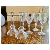Cristal de Flandre Set Of 4 Goblets & American Crystal Collection Candlestick Holders