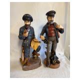 2 Vintage Hand Painted Ceramic Sea Captain Figurines