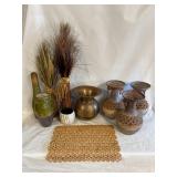 Small Collection of Vintage Themed Vases and Faux Plants