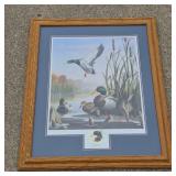 Autumn Air Framed Duck Print By Leo Stans 1993 Hand Signed Remarked Conservation Edition 25" x 33"
