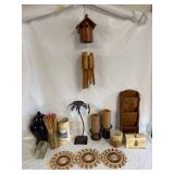 Small Collection of Vintage Mostly Wooden Home Decorations